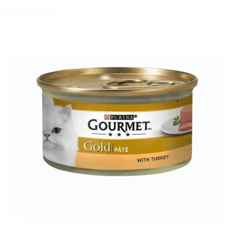 کنسرو گربه گورمت گلد پته با گوشت بوقلمون (Gourmet Gold Pate With Turkey-Hindi) وزن 85 گرم
