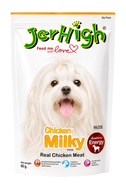 تشویقی سگ جرهای مدل Chicken Milky Stick با طعم مرغ و شیر 60 گرم