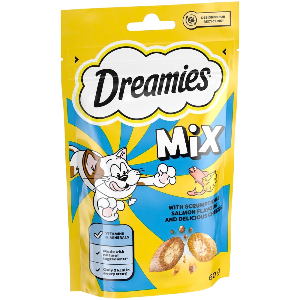 تشویقی گربه دریمز با طعم ماهی و پنیر (Dreamies Fish & Cheese) 60 گرم