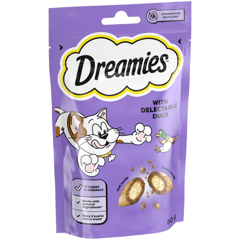 تشویقی گربه دریمز با طعم اردک (Dreamies Duck) 60 گرم