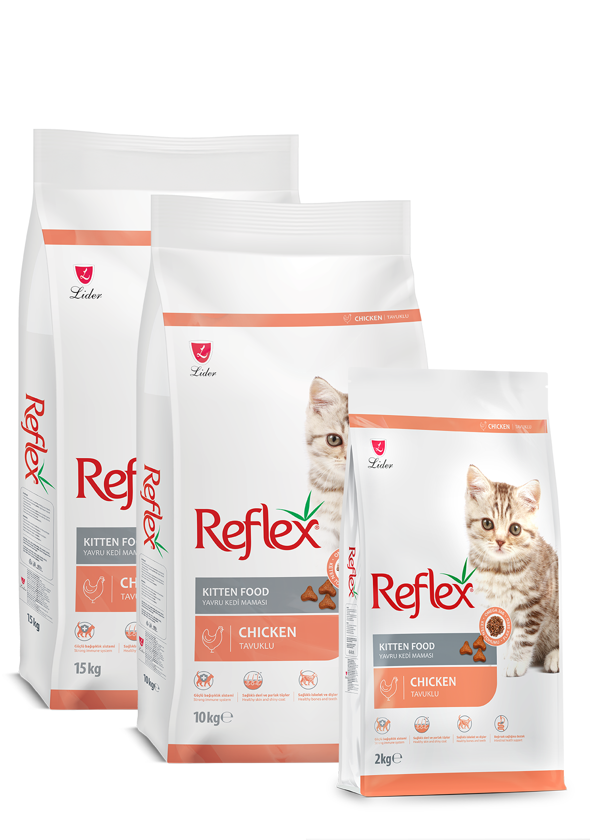 غذای خشک بچه گربه رفلکس (Reflex) Kitten با طعم مرغ وزن 15  کیلوگرم (Reflex) Multi Colour Adult