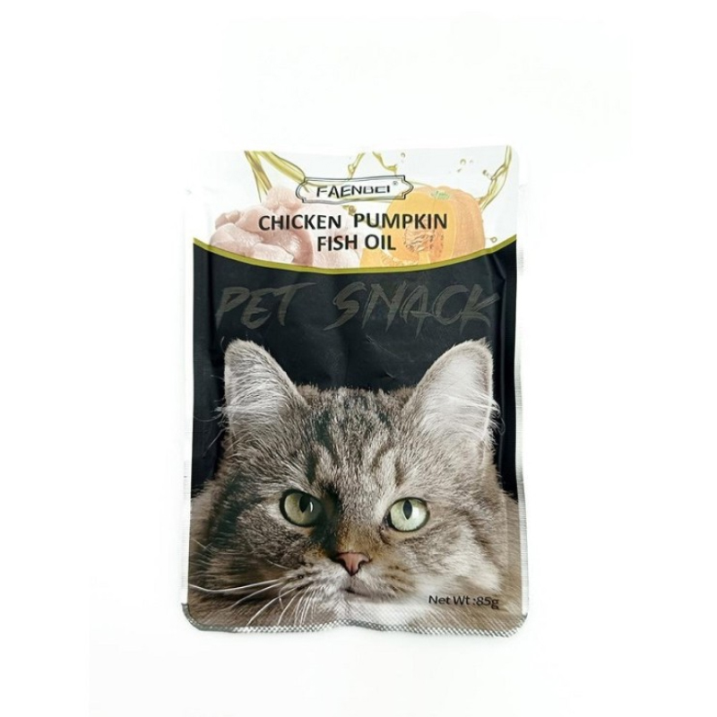 پوچ گربه فنبی طعم مرغ و کدوحلوایی و روغن ماهی وزن 85 گرم