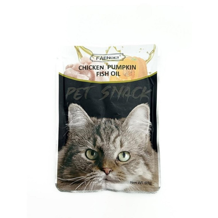 پوچ گربه فنبی طعم مرغ و کدوحلوایی و روغن ماهی وزن 85 گرم