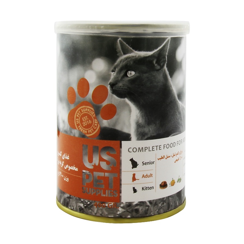 کنسرو غذای گربه US PET با طعم مرغ، کدوحلوایی و کت‌نیپ ۴۰۰ گرم