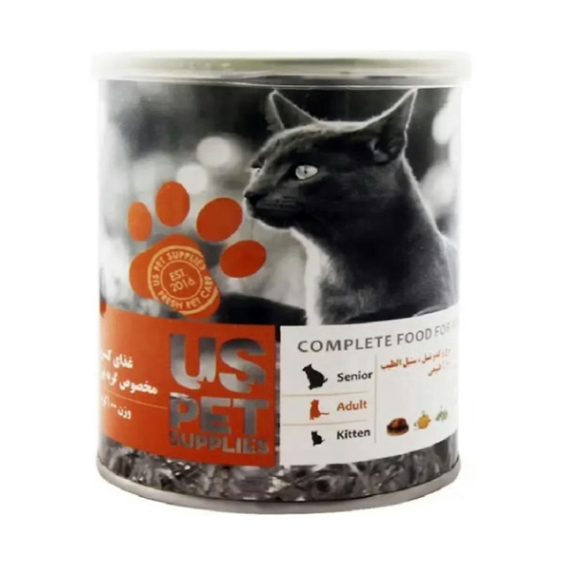 کنسرو غذای گربه US PET با طعم مرغ، کدوحلوایی و کت‌نیپ 8۰۰ گرم