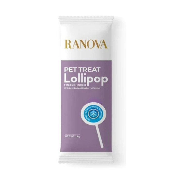تشویقی آبنباتی گربه رانووا با طعم مرغ و بلوبری Ranova Delicious Blueberry Lollipops